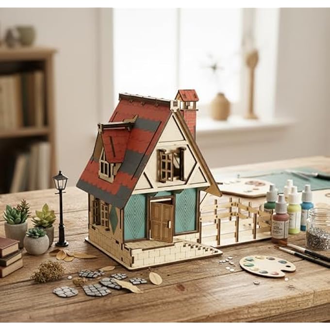 WOODEN 3D PUZZLES FARM DOLL MINI HOUSE CONSTRUCTION MODELING KIT - TO ASSEMBLE - Image 4